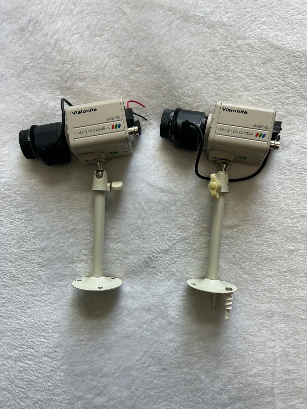 Set of Two Visionite Color CCD Security Cameras -Tan and Black